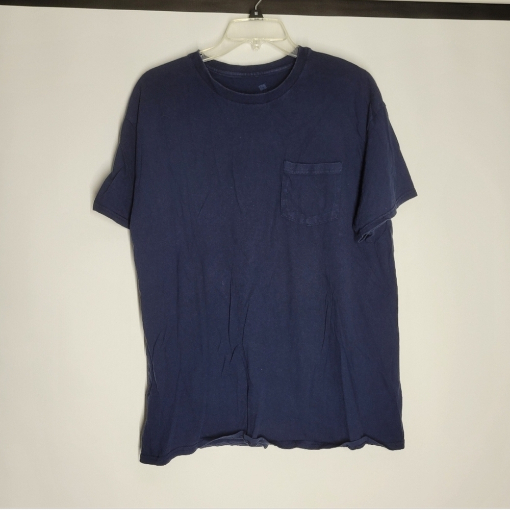 Hanes Blue Short Sleeve Tee With Front Pocket